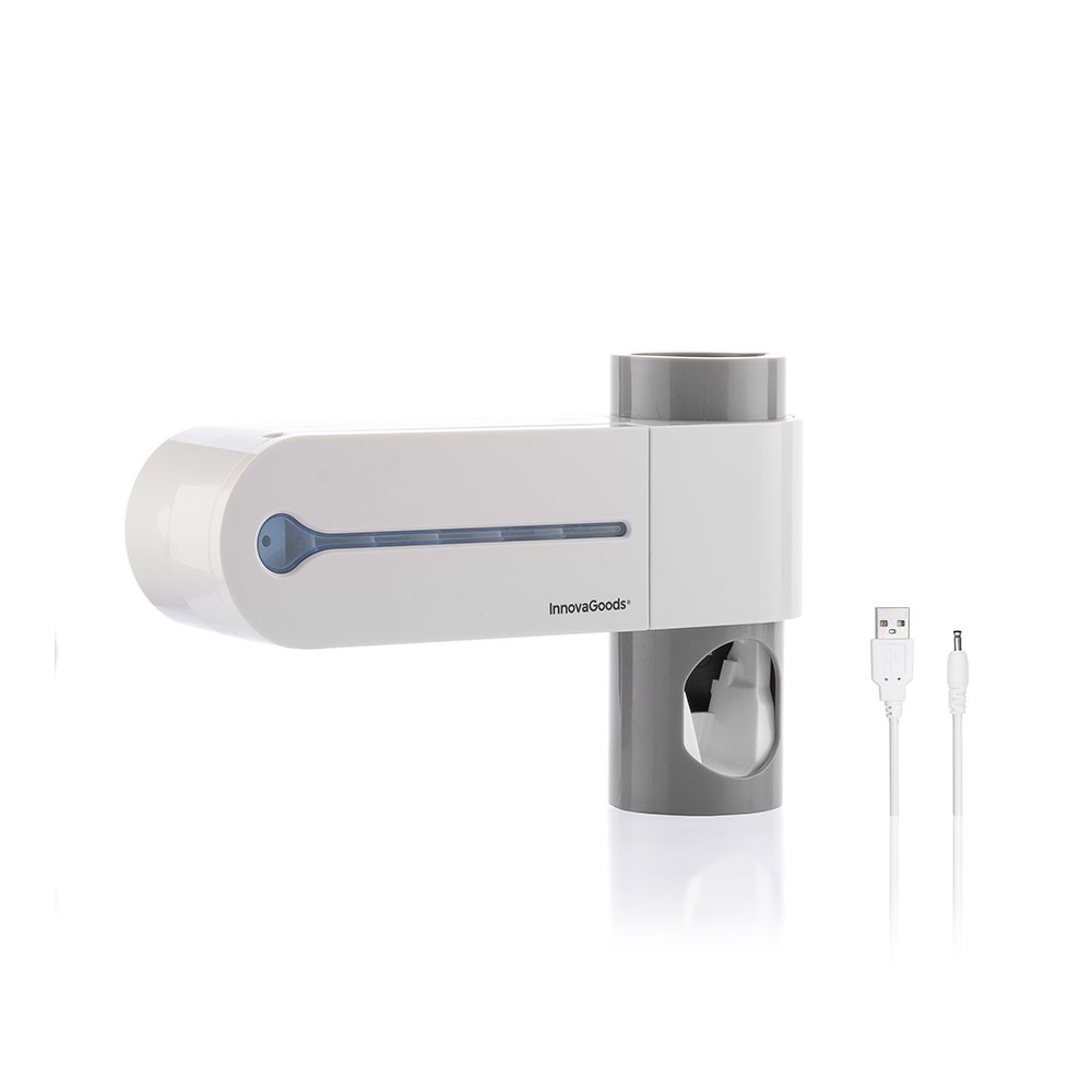 ESTERILIZADOR UV DE CEPILLOS DENTALES CON SOPORTE Y DISPENSADOR DE DENTÍFRICO