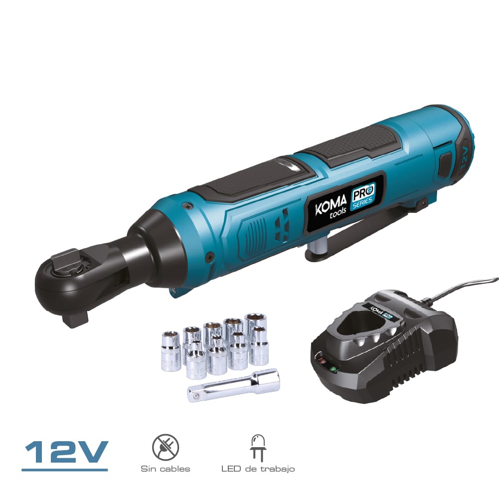 KIT MALETÍN CARRACA ELÉCTRICA 12 V CON ACCESORIOS, BATERIA Y CARGADOR