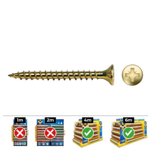 CAJA 250 UNIDADES TORNILLO MADERA AVELLANADO PZ DIN/REF VLOX  Ø6 x 40 mm  BICROMATADO+LUBR.