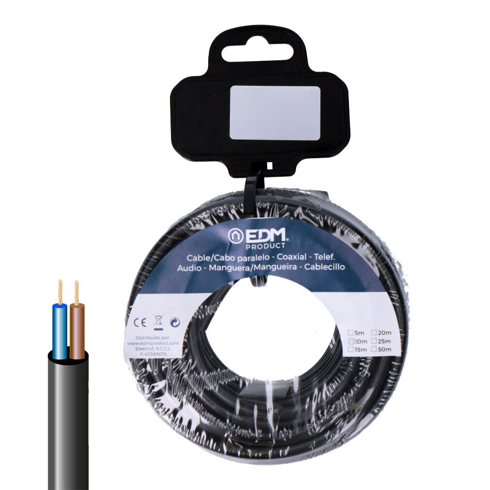 CARRETE MANGUERA TUBULAR VV-K06/1KV 2 x 1,50 mm², NEGRA, 25 m