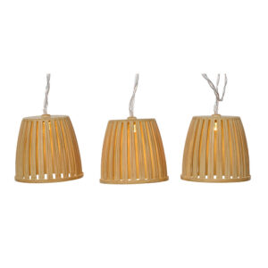 GUIRNALDA SOLAR CESTO DE COLOR MADERA