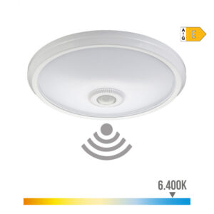 APLIQUE SUPERFICIE LED CON SENSOR CREPUSCULAR Y MOVIMIENTO  IP20 15W 6400K LUZ FRIA Ø29 x 6 cm