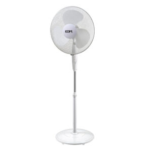 VENTILADOR DE PIE BASE CIRCULAR, BLANCO, POTENCIA 45 W, ASPAS Ø40 cm, ALTURA REGULABLE 110-130 cm