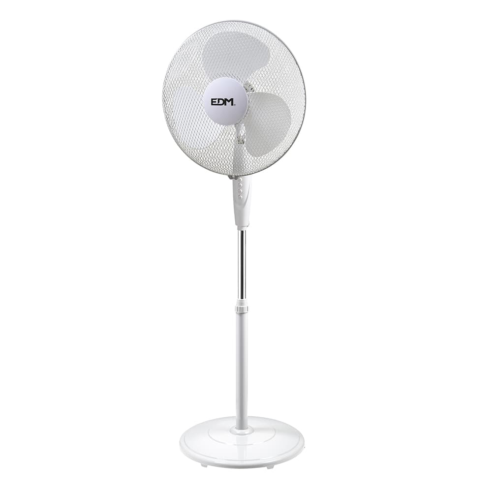VENTILADOR DE PIE BASE CIRCULAR, BLANCO, POTENCIA 45 W, ASPAS Ø40 cm, ALTURA REGULABLE 110-130 cm
