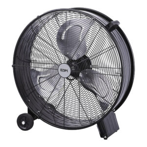 VENTILADOR INDUSTRIAL DE SUELO, CON RUEDAS, NEGRO 180 W, Ø65cm