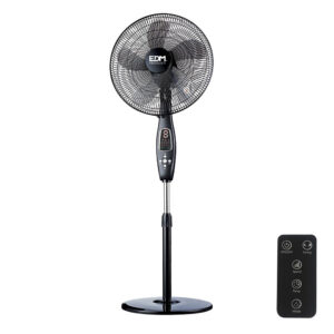 VENTILADOR DE PIE MANDO A DISTANCIA, NEGRO, POTENCIA 60 W, ASPAS Ø40 cm, ALTURA REGULABLE 110-130 cm