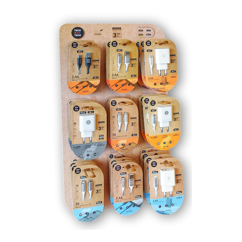 EXPOSITOR EKO CARGADORES, CONTIENE 27 PRODUCTOS