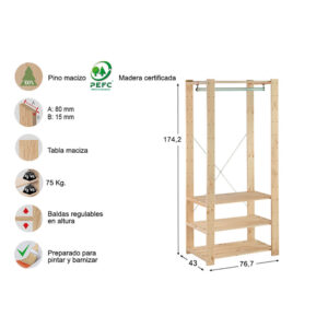 KIT VESTIDOR EVOLUTION 76,5 x 38,5 x 174,5 cm