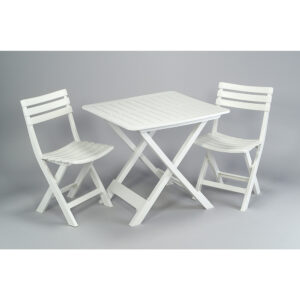 SET JARDIN MESA Y DOS SILLAS PLEGABLES BLANCO