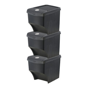 SISTEMA DE 3 CUBOS APILABLES PARA RECICLAJE 392 x 293 x 456 mm 22 L