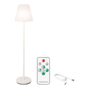 LÁMPARA DE PIE PARA EXTEIOR Y INTERIOR RECARGABLE CON MANDO A DISTANCIA COLOR BLANCO 150 cm