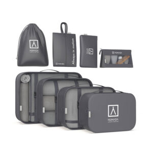 ORGANIZADOR DE MALETA GRIS OSCURO. 8 PIEZAS