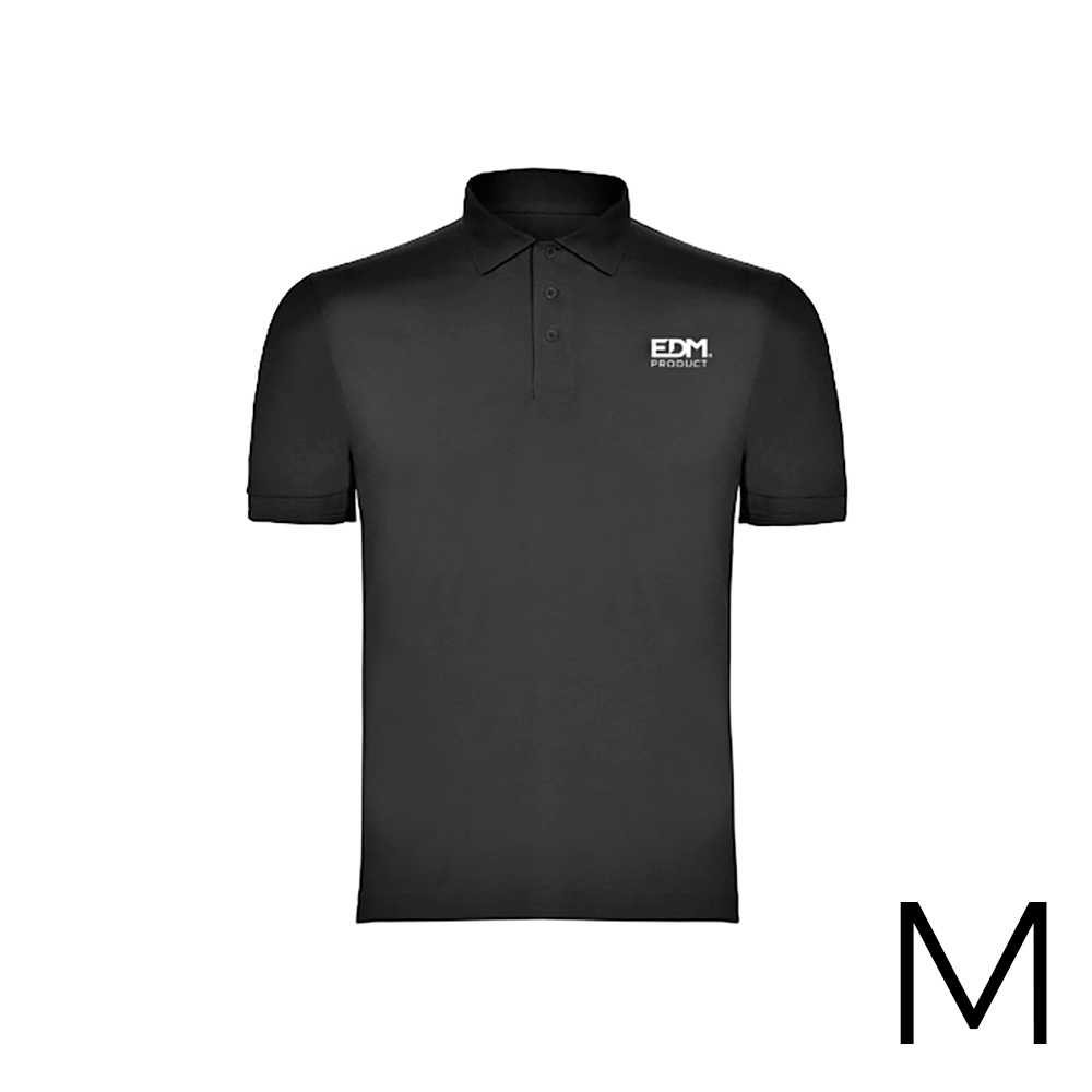 POLO NEGRO TALLA-M MANGA CORTA BORDADO EDM
