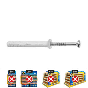 TACOS GOLPE Ø5 x 50 mm + TORNILLOS CABEZA PLANA, CAJA 100 uds