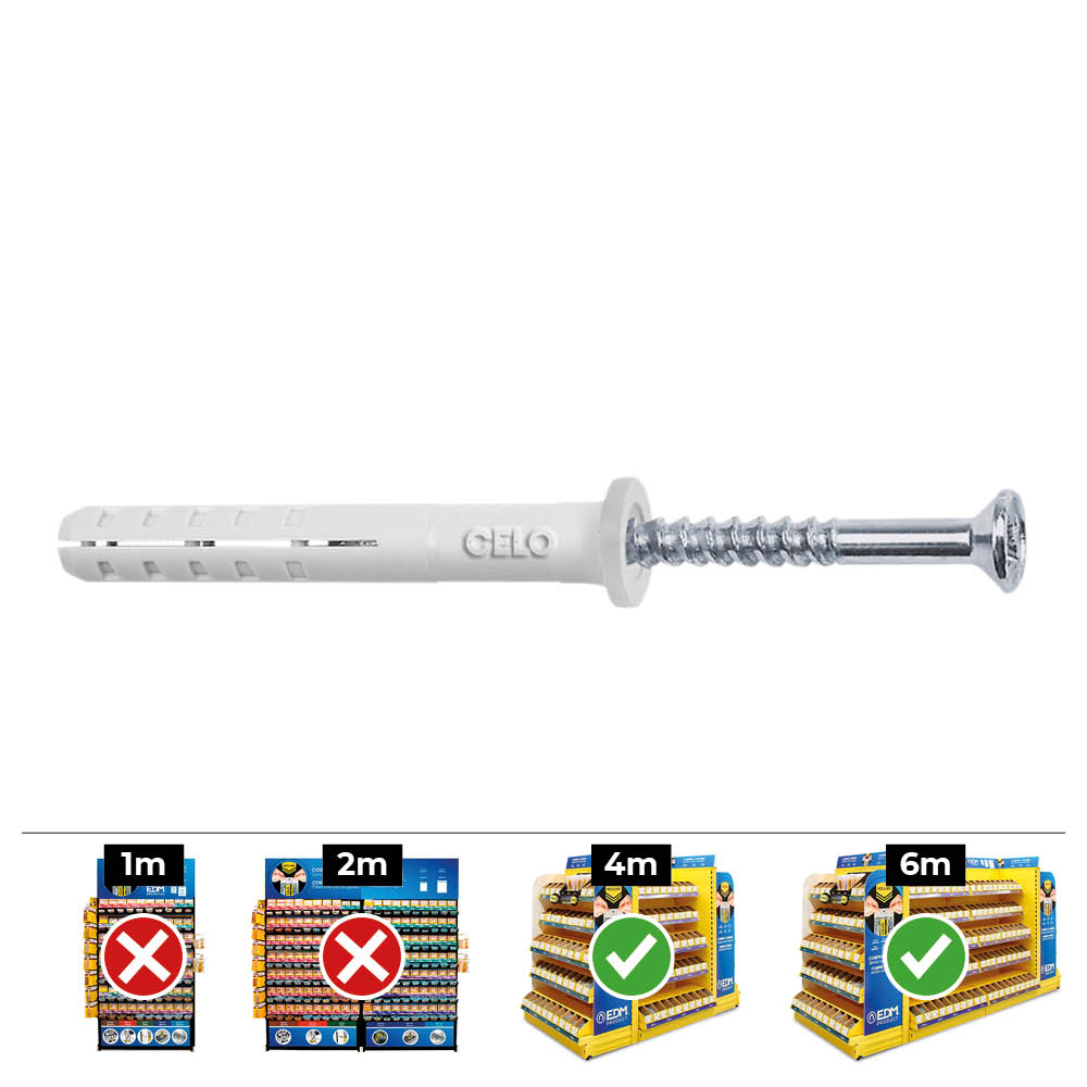 TACOS GOLPE Ø6 x 35 mm + TORNILLOS CABEZA PLANA, CAJA 100 uds