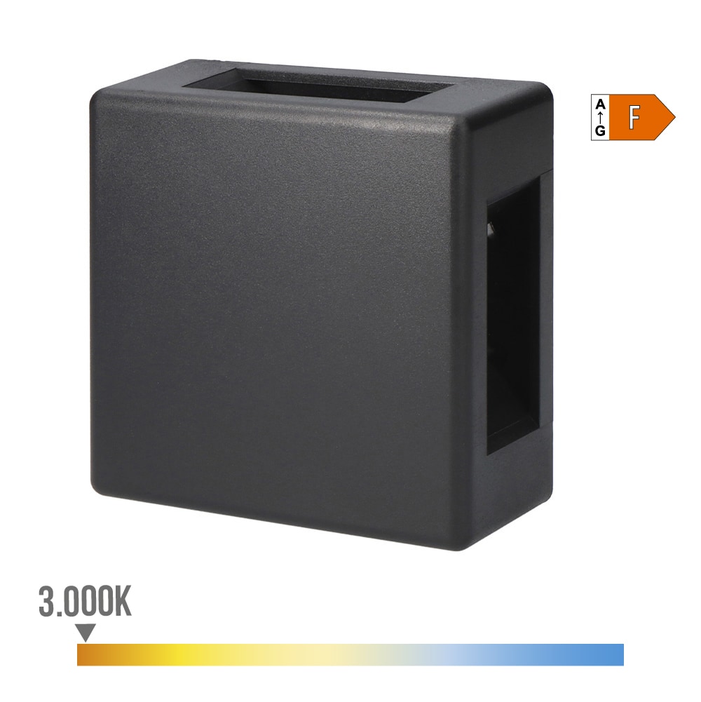 APLIQUE LED CUADRADO 4 PROYECCIONES 6 W 516 lm 3000 K LUZ CALIDA IP54 11.5 x 11.5 x 5 cm