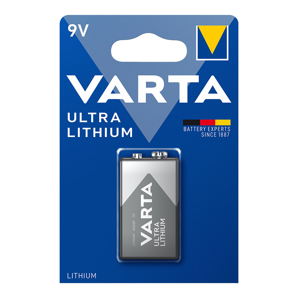 PILA ALKALINA ULTRA LITHIUM 6LR61- 9 V (BLISTER 1 unid.) 26,5 x 17,5 x 48,5 mm