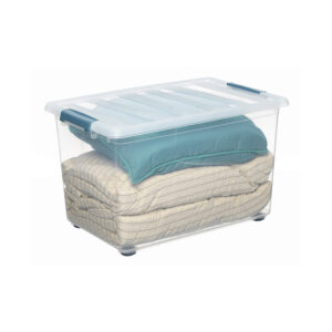 CAJA KATLA TRANSPARENTE 57L CON RUEDAS Y ASAS ERGONOMICAS 59 x 39 x 36,5 cm